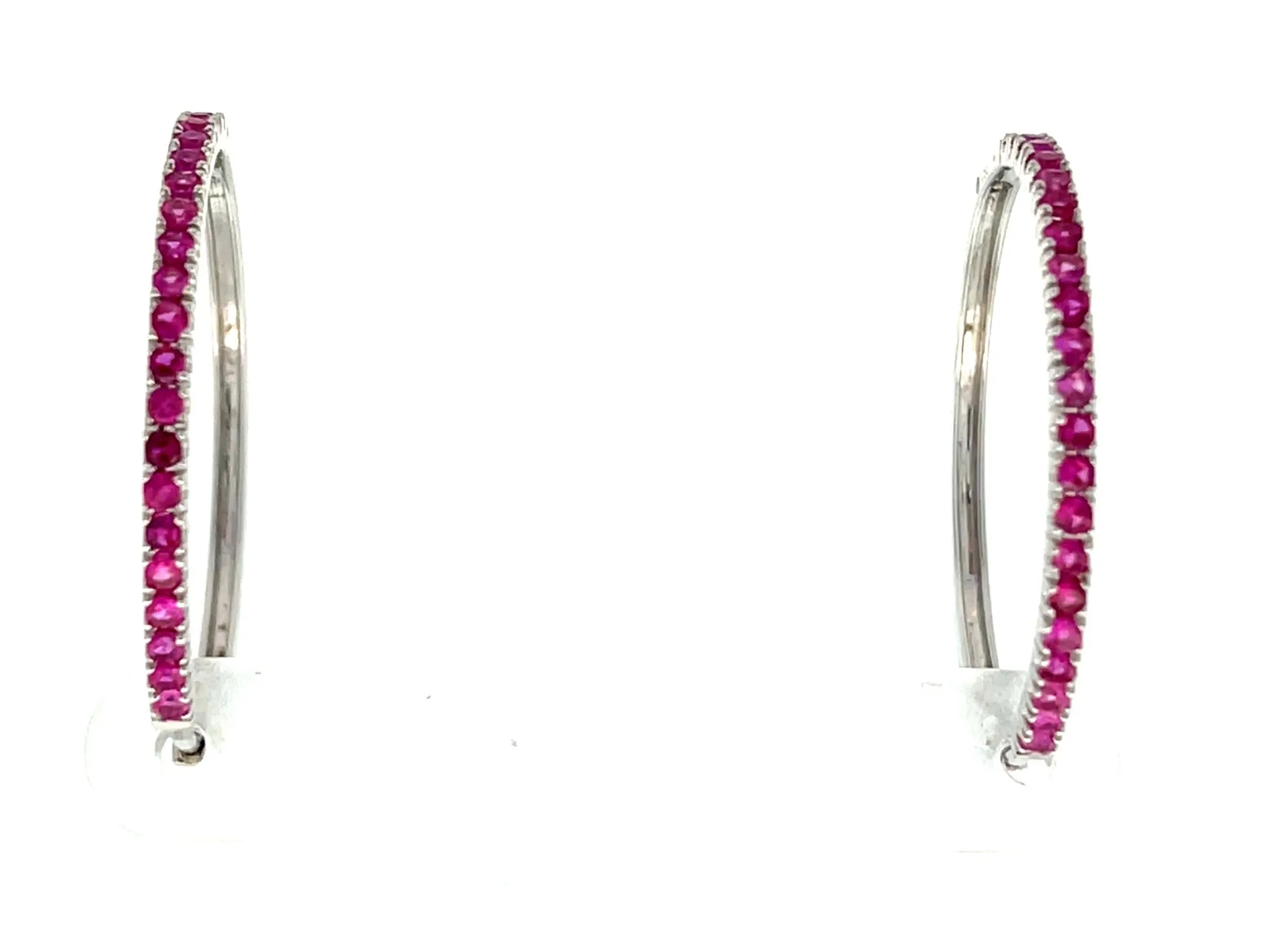 Ruby Hoop Earrings in 18k White Gold