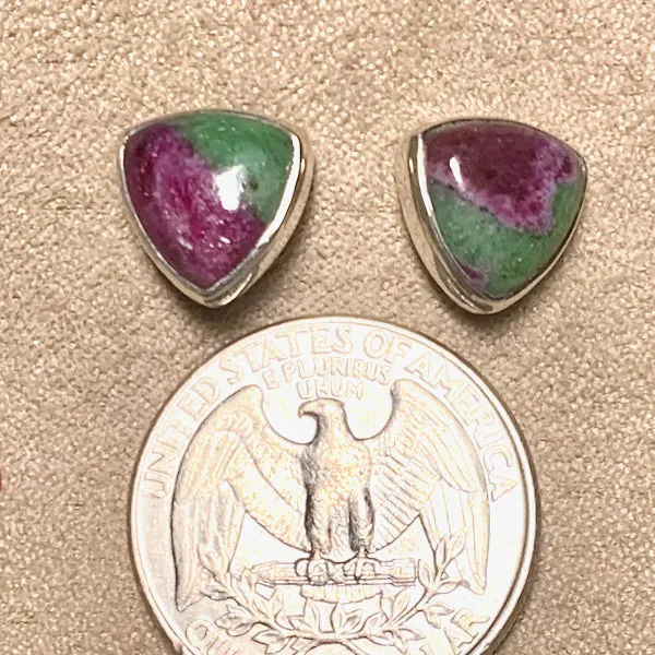 Ruby in Zoisite and Sterling Silver Post Earrings