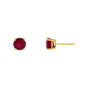 Ruby Solitaire Stud Earring 14K