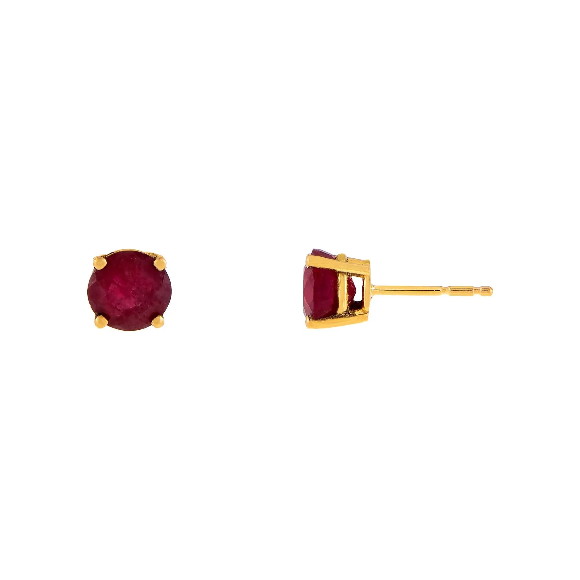 Ruby Solitaire Stud Earring 14K