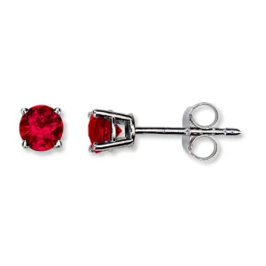 Ruby Stud Earrings 14kt White Gold 2.5mm Ruby Gemstones