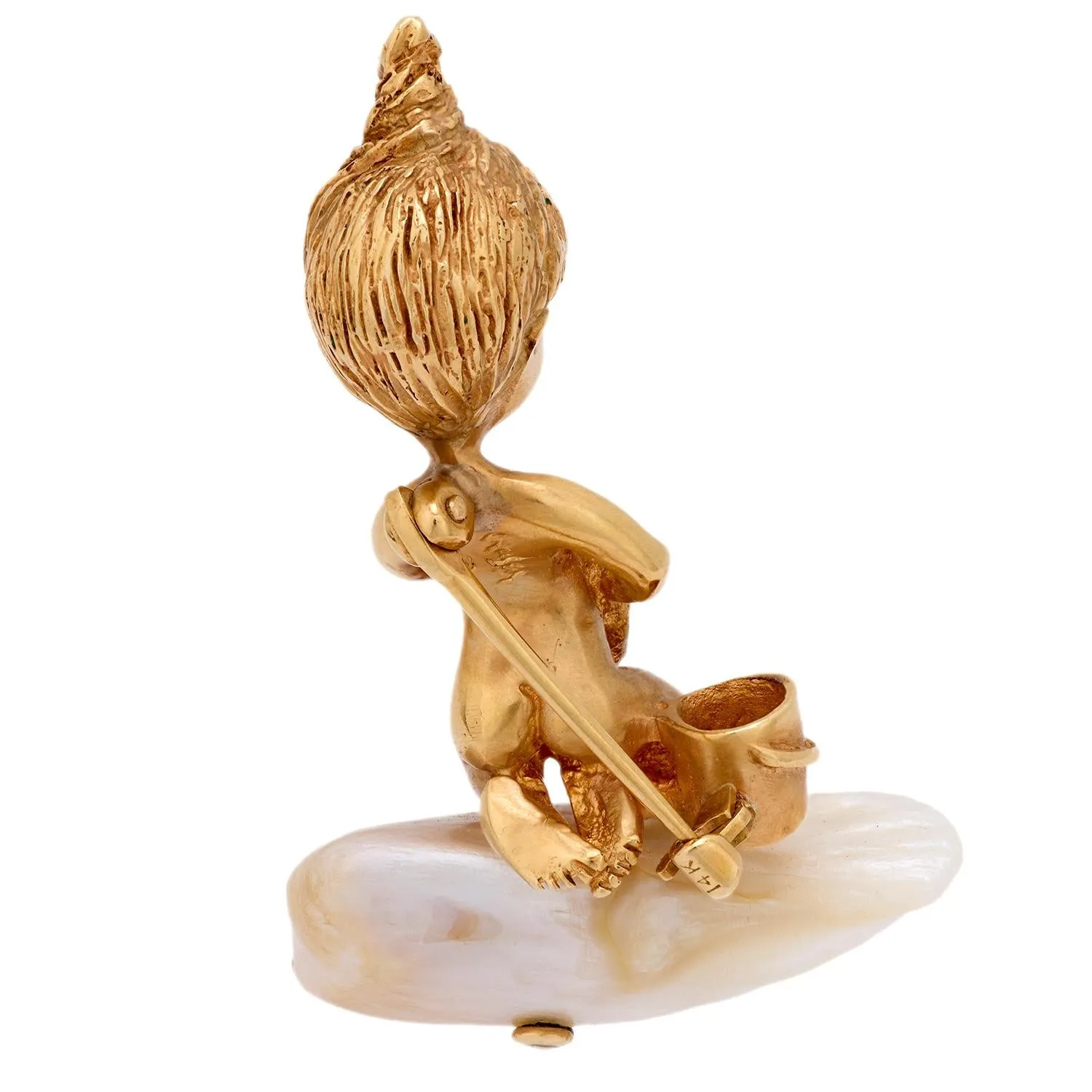 Ruser pearl sapphire 14k yellow gold Saturdays Child brooch