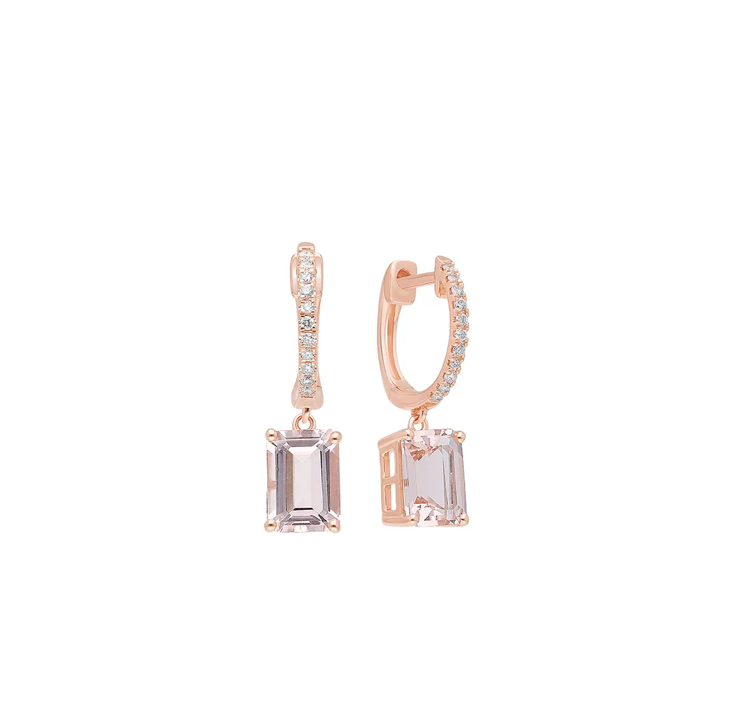 Sabel Collection Rose Gold Morganite and Diamond Dangle Earrings