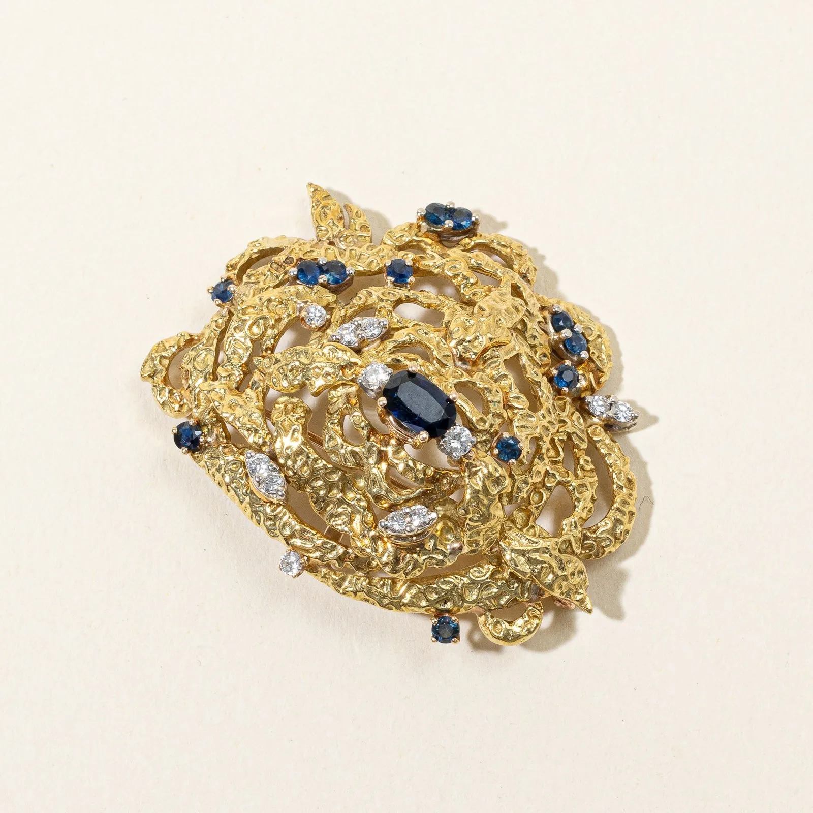 Sapphire & Diamond Brooch | 1.03ctw, 1.02ct, 0.50ctw |