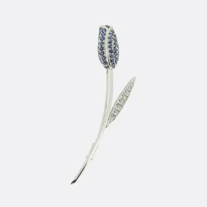 Sapphire and Diamond Flower Brooch
