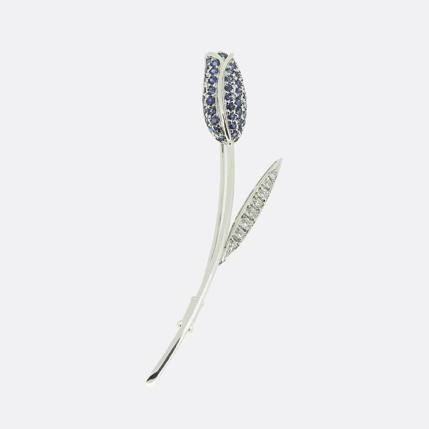 Sapphire and Diamond Flower Brooch