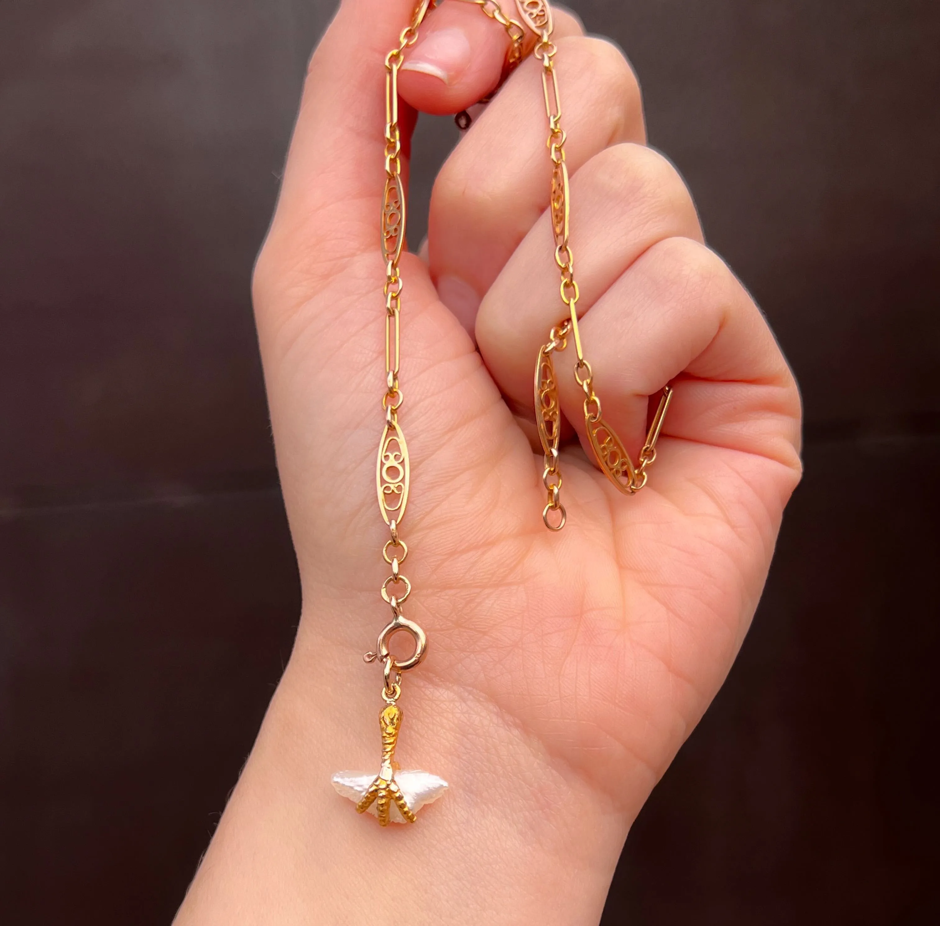 Sapphire and River Pearl Claw Conversion Pendant