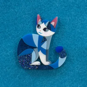Sapphire 🩵 cat - Brooch - Set of 2