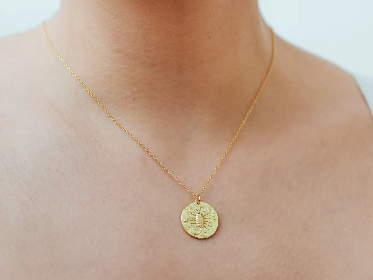 Scorpio Zodiac Coin Necklace