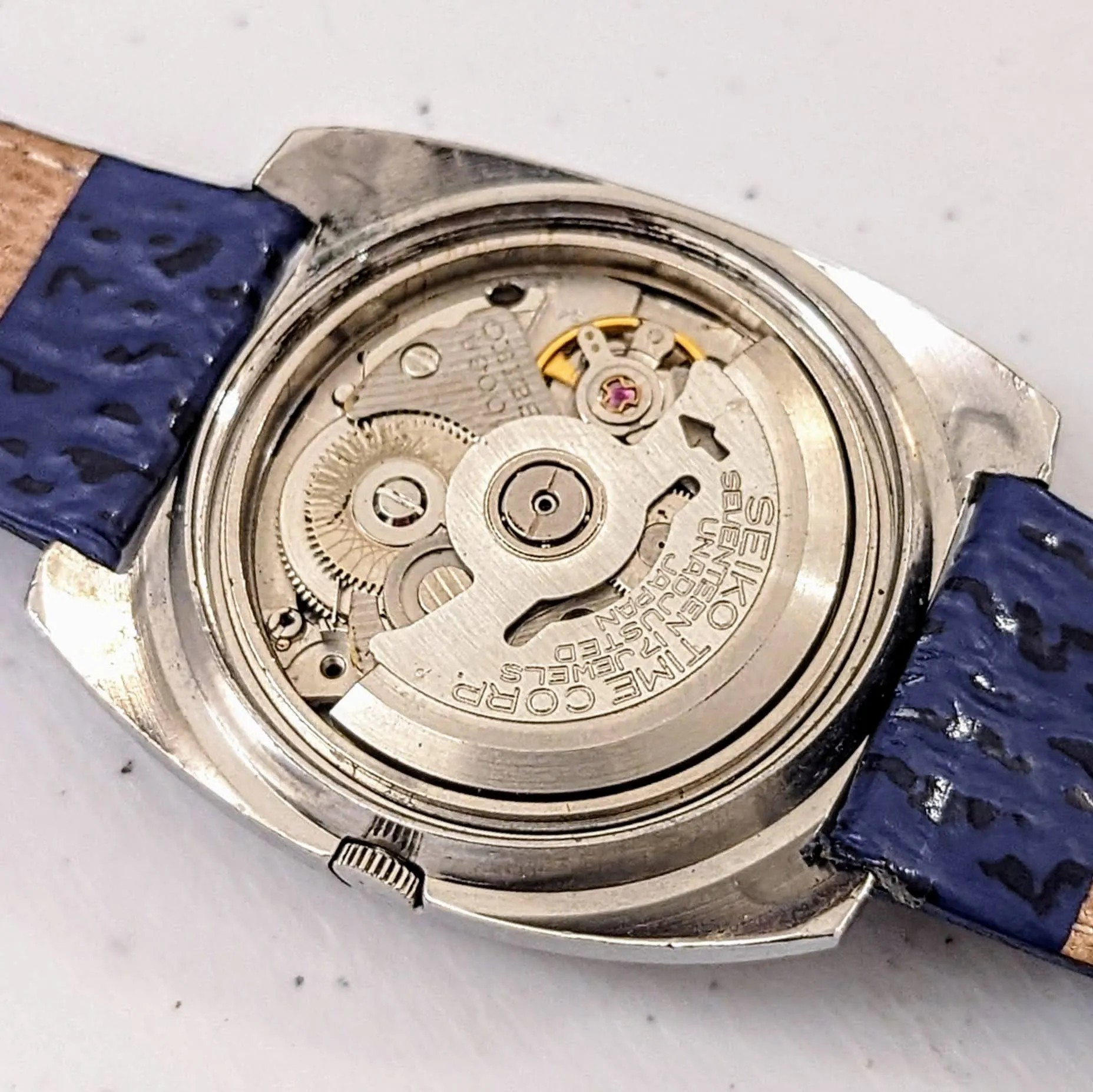 SEIKO Automatic Watch Day/Date Indicator Blue Dial Wristwatch