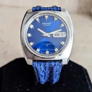 SEIKO Automatic Watch Day/Date Indicator Blue Dial Wristwatch