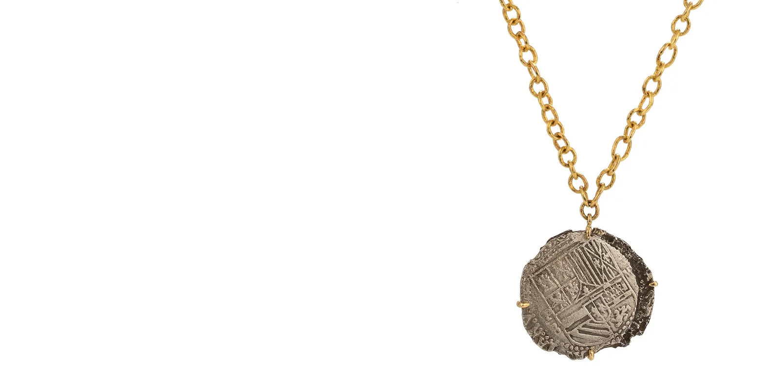 shipwreck i silver coin necklace