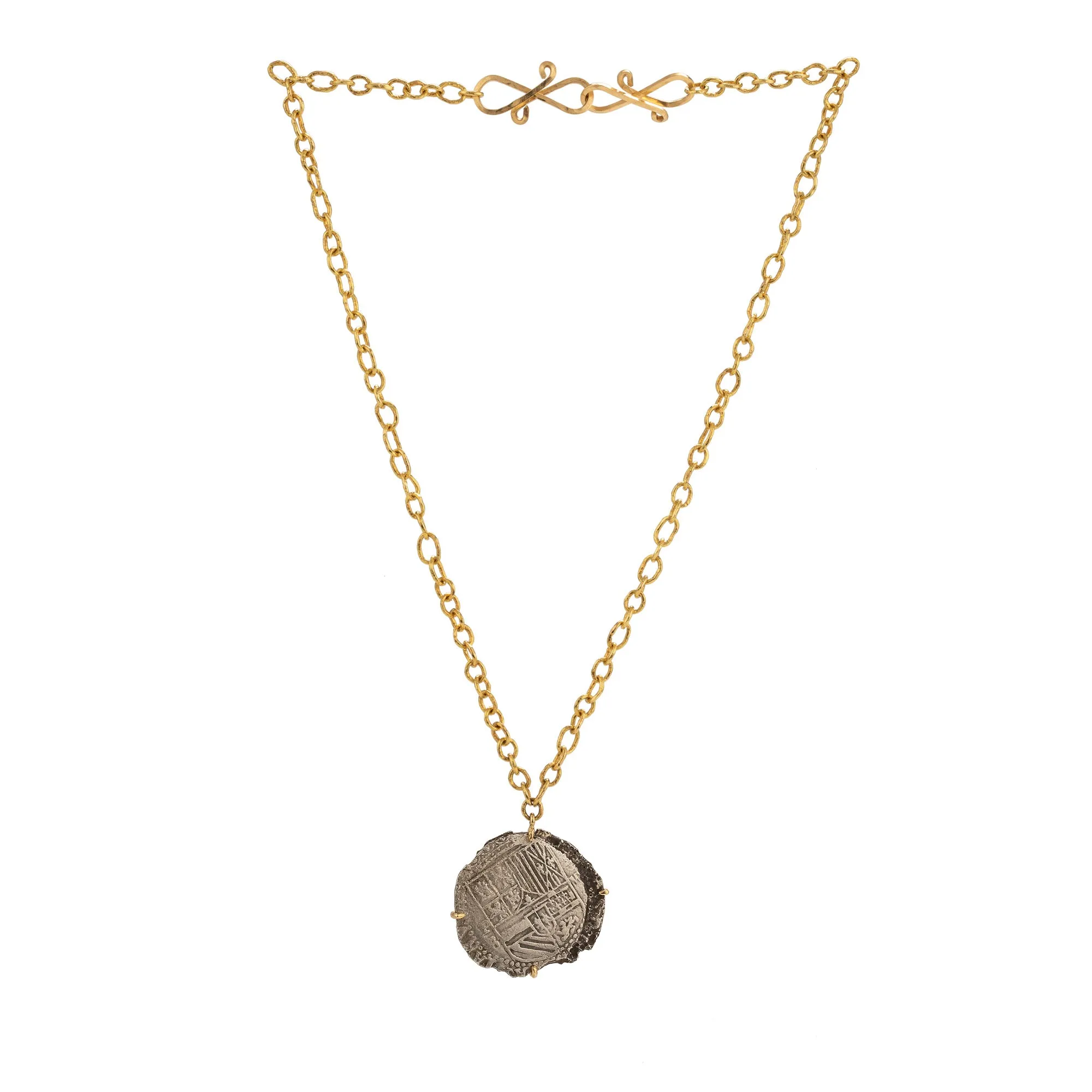 shipwreck i silver coin necklace