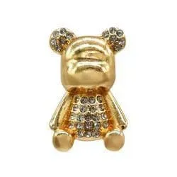 Shoe charm brooch - Teddy bear gold with diamond chest