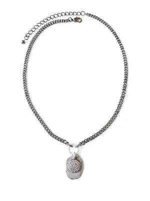 Short Gunmetal Coin Silver Disc Necklace