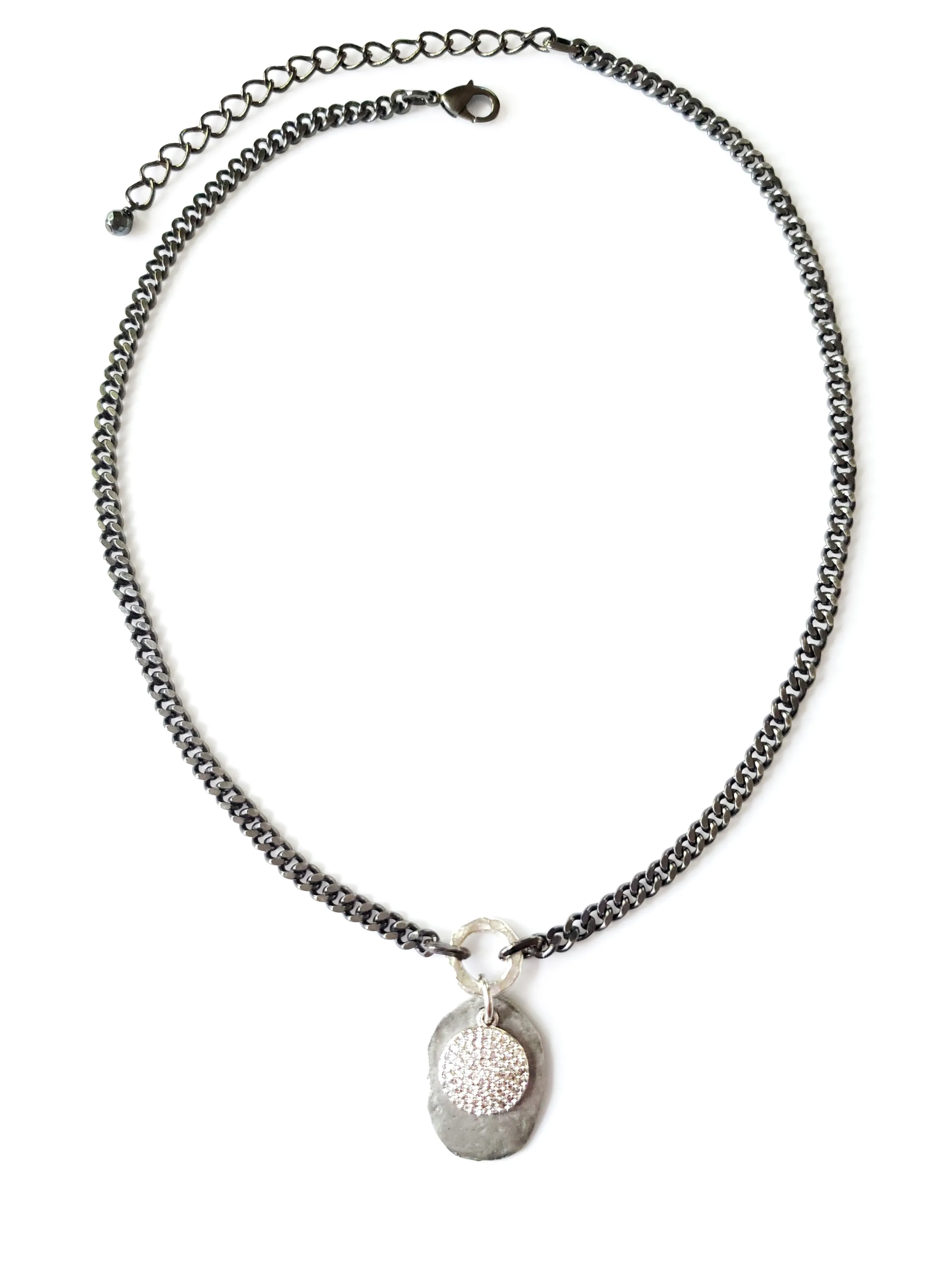 Short Silver Coin Silver Disc Necklace