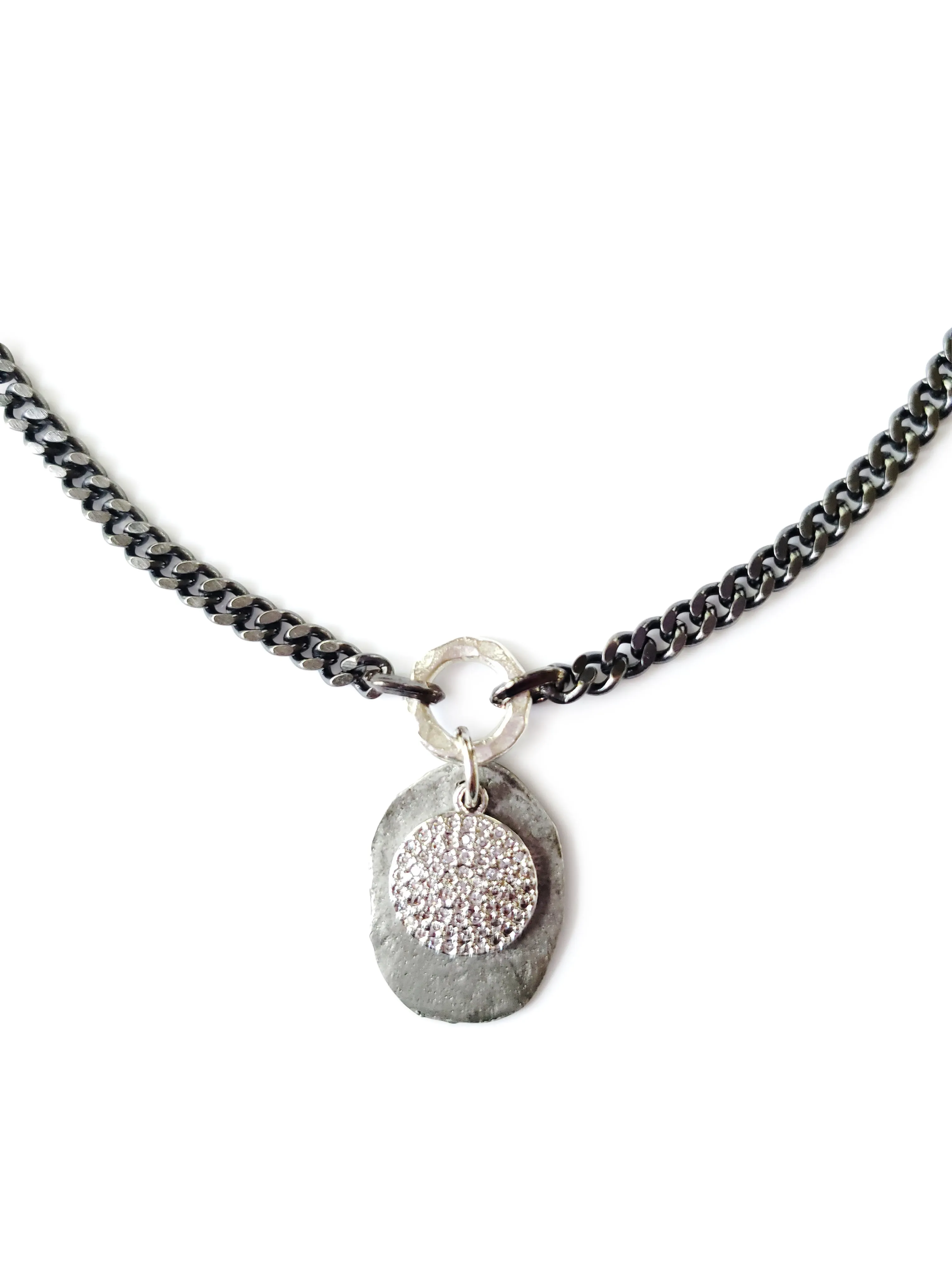 Short Silver Coin Silver Disc Necklace