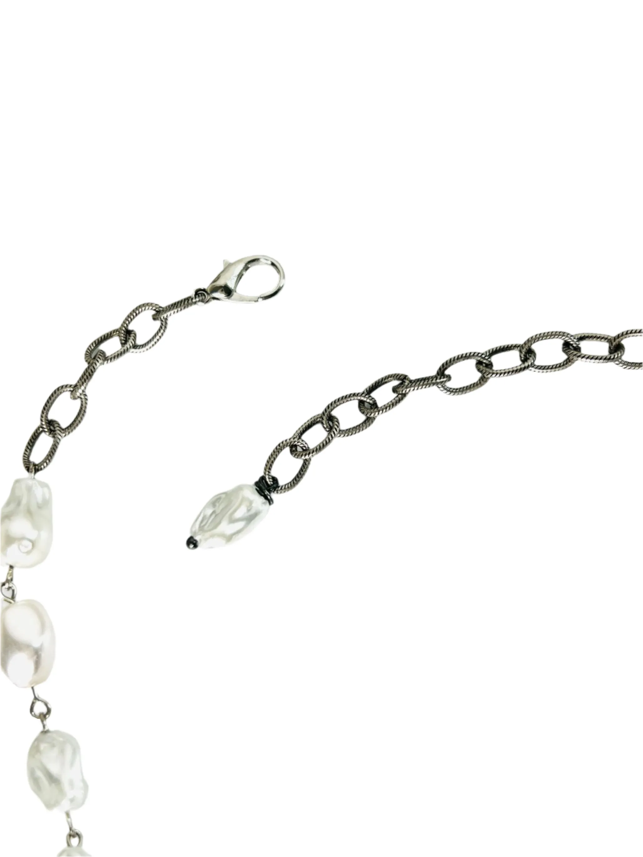Silver and Pearl Winged Victoria Coin Pendant Necklace