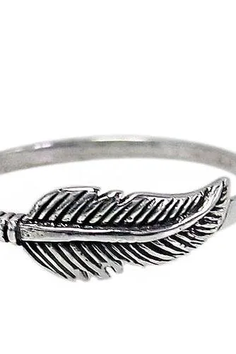 Silver Feather Stacking Ring