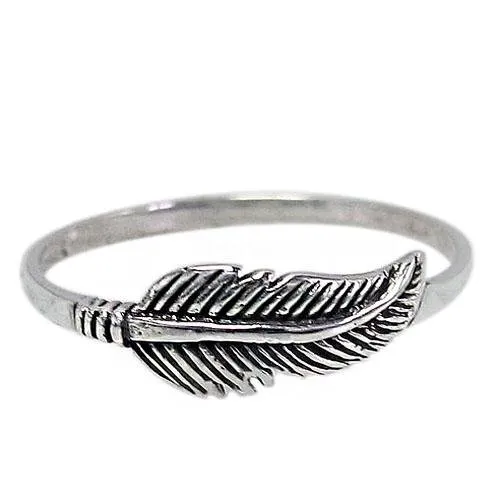 Silver Feather Stacking Ring