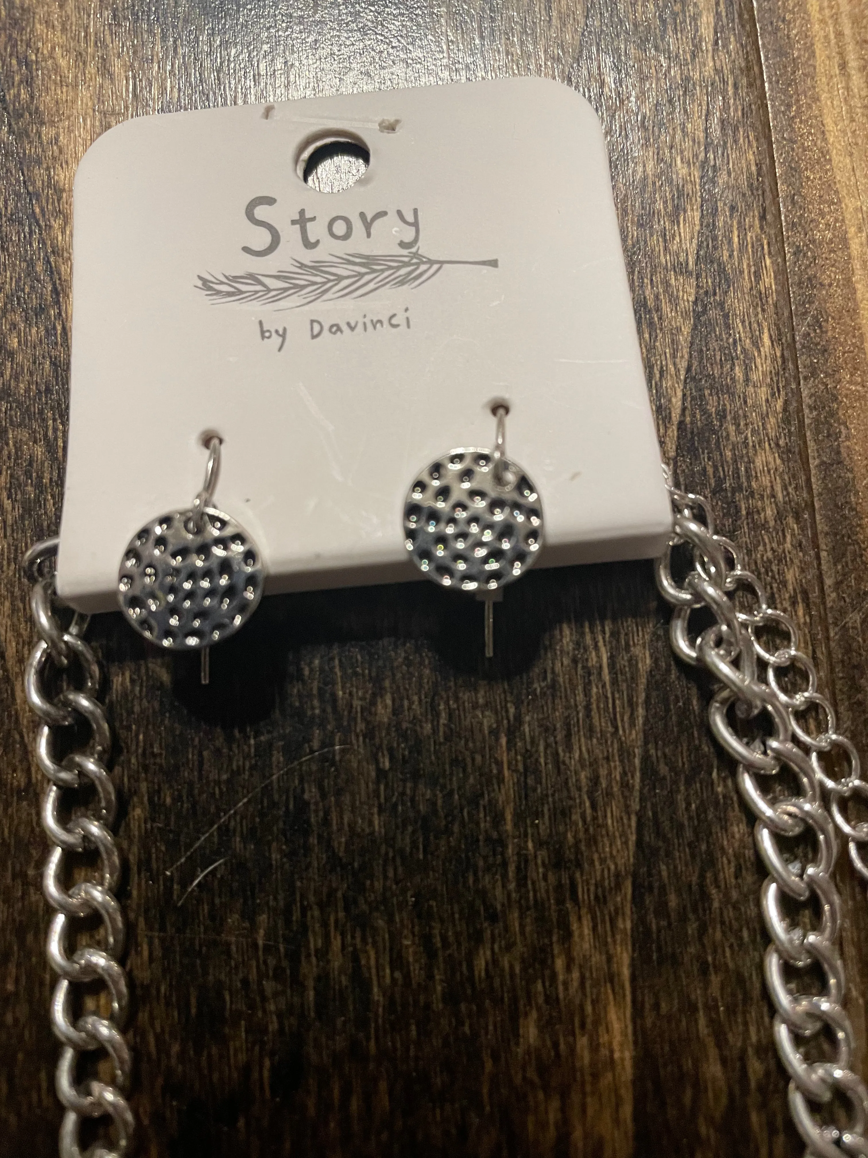 Silver Hoop and Coin Necklace/Earring Set