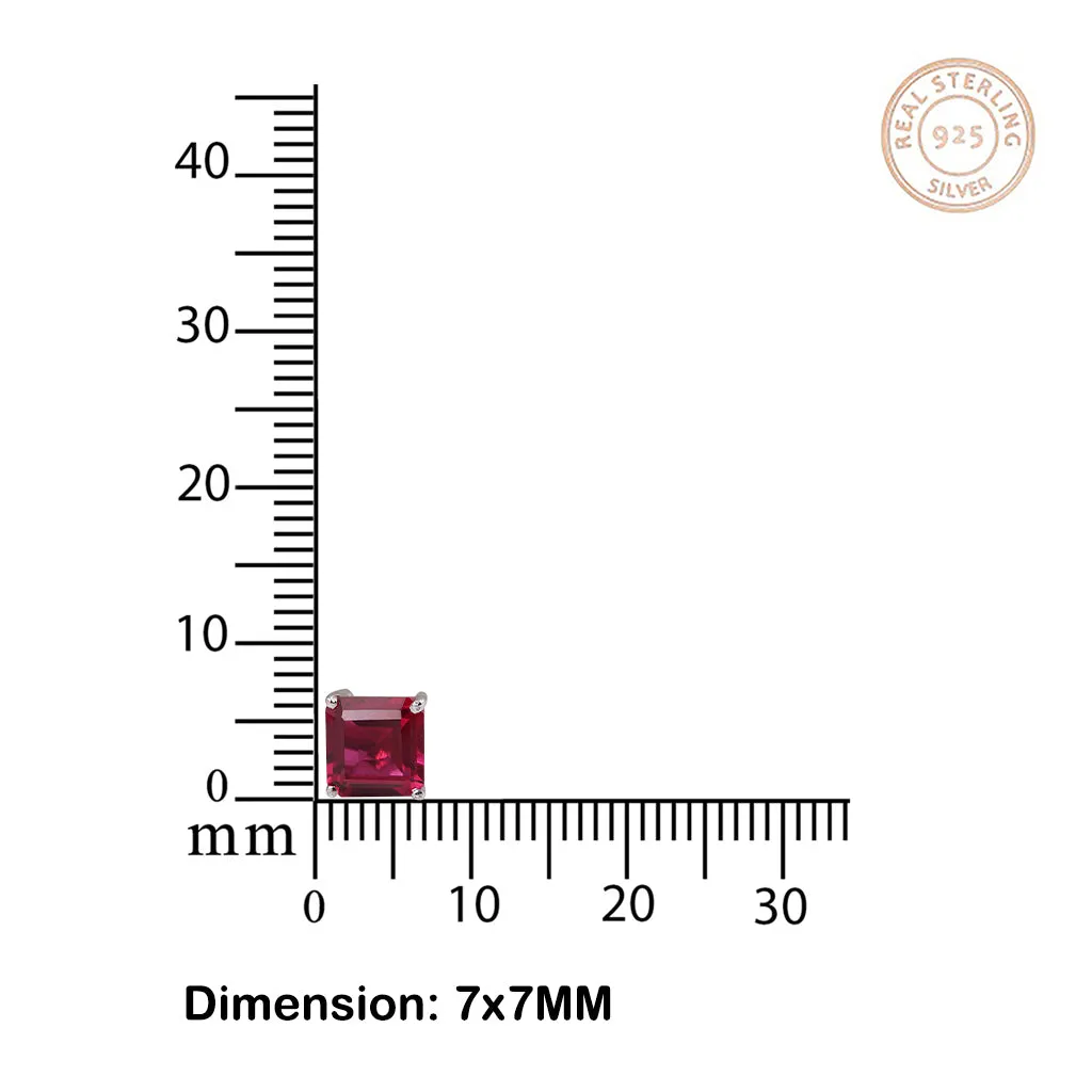 Silver Pink Ruby Solitaire Stud Earring