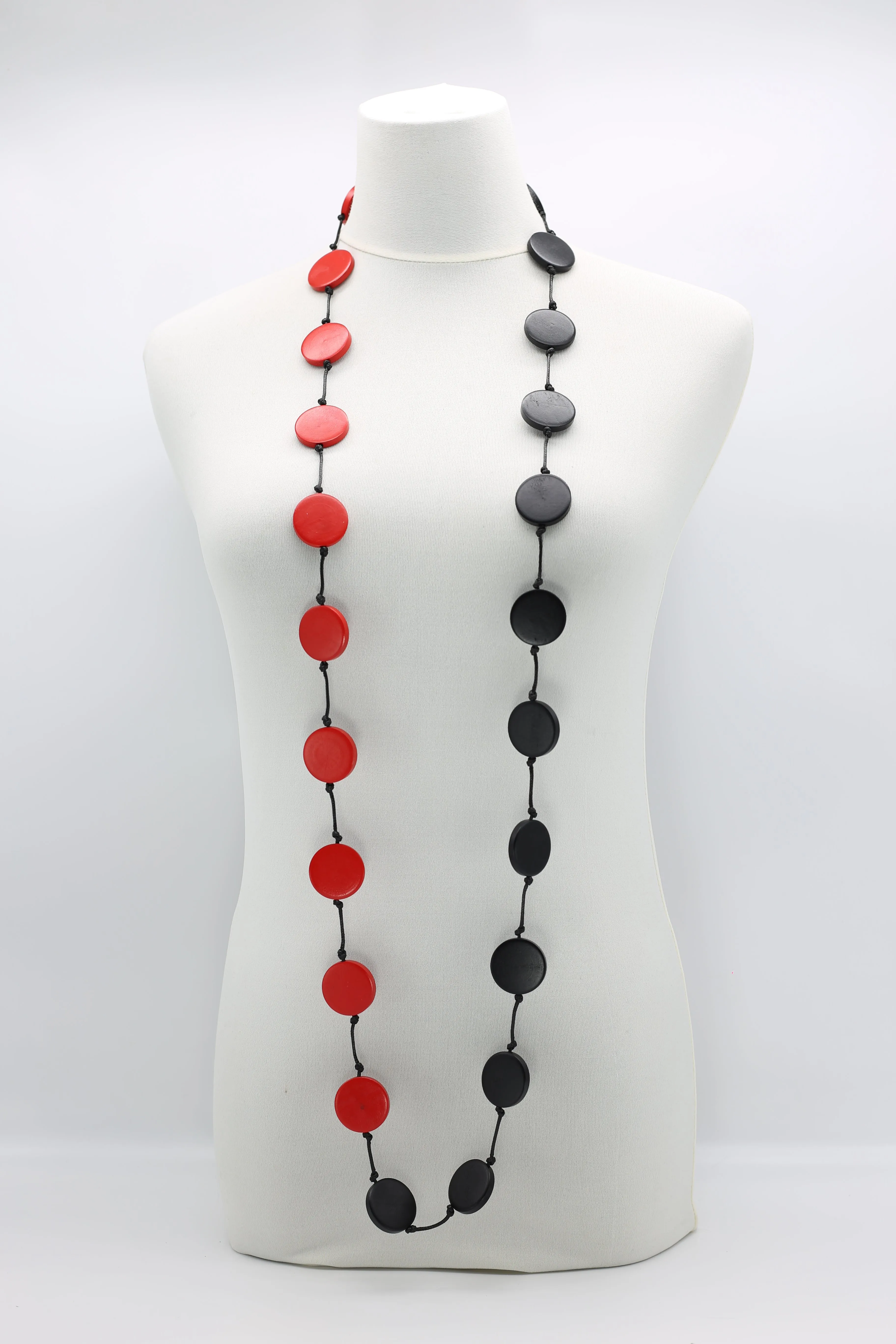 Single Strand Recycled Wood Coin Necklaces - Duo - Large