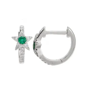 SIRIUS STAR EMERALD AND DIAMOND HUGGY HOOP EARRINGS