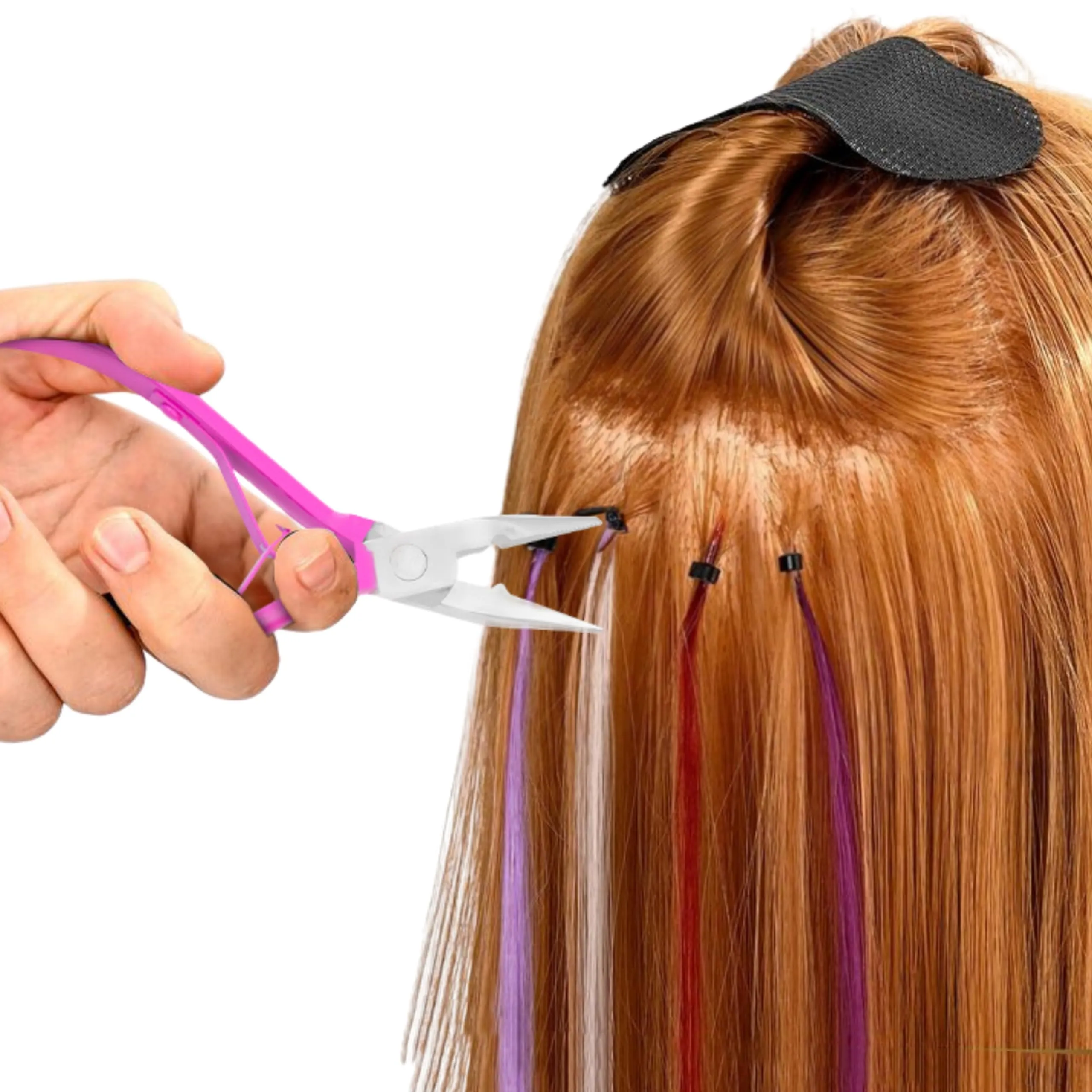 SIVOTE Professional Micro Bead Hair Extensions Tool Kit Pink - Stainless Steel Pliers, Pulling Hook, and Beads Device