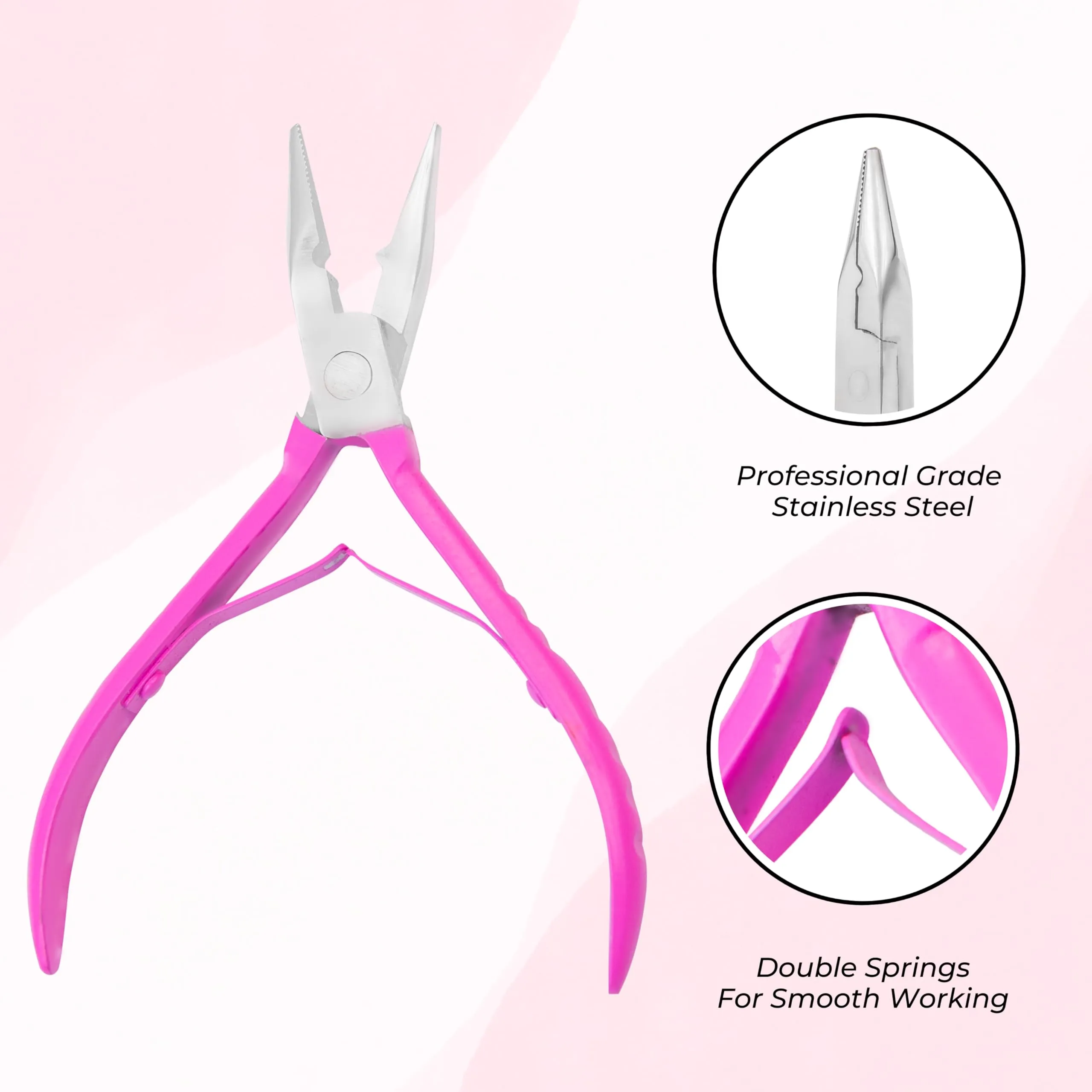 SIVOTE Professional Micro Bead Hair Extensions Tool Kit Pink - Stainless Steel Pliers, Pulling Hook, and Beads Device