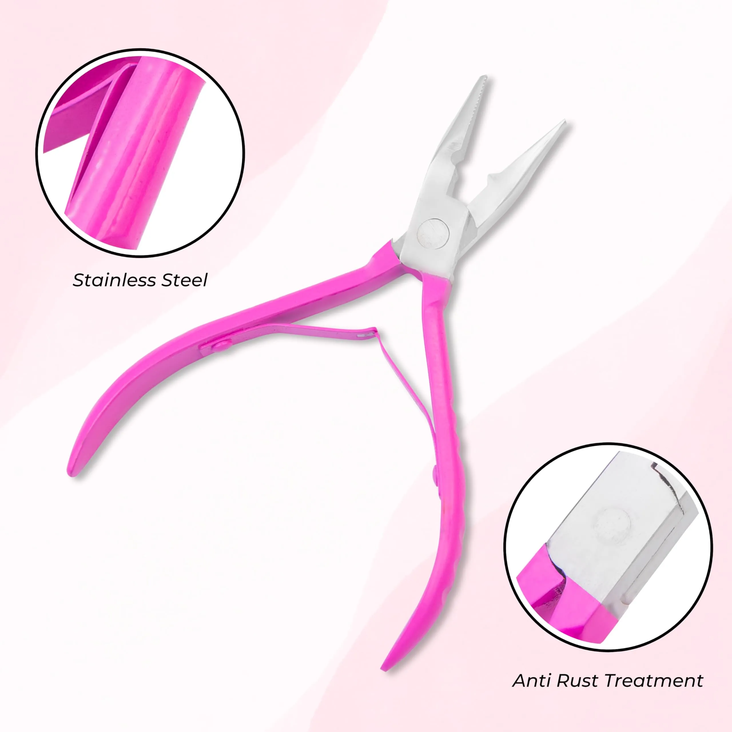 SIVOTE Professional Micro Bead Hair Extensions Tool Kit Pink - Stainless Steel Pliers, Pulling Hook, and Beads Device