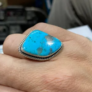 Size 8 Genuine Turquoise Sterling Silver Ring