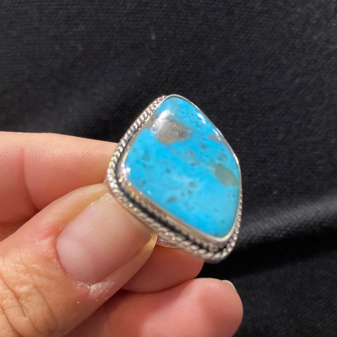Size 8 Genuine Turquoise Sterling Silver Ring