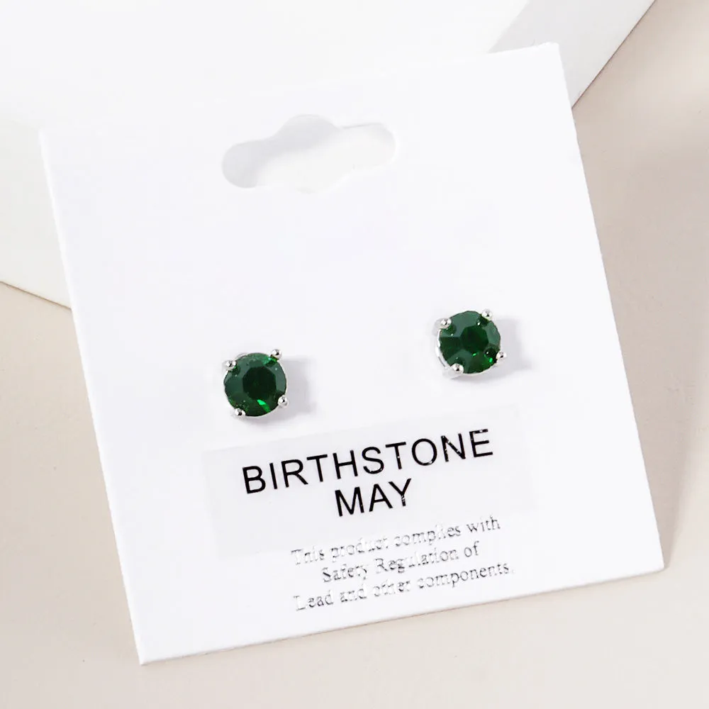 Small Emerald Stud Earrings | May Birthstone Earrings | Little Girl Earrings | 615907