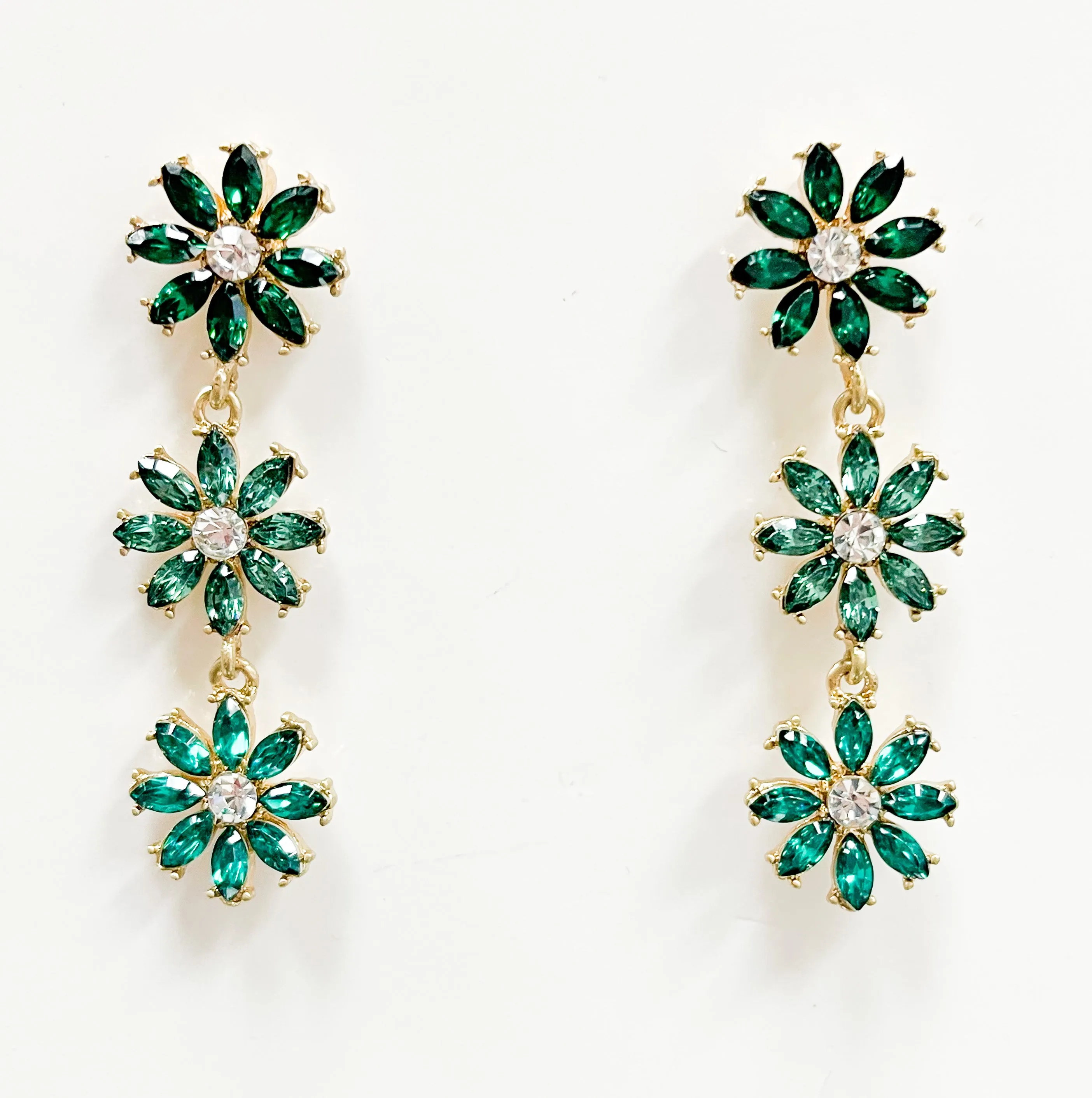 Snowflake Earrings - Emerald Hues
