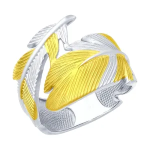 SOKOLOV - Feather Ring Golden Plated Silver
