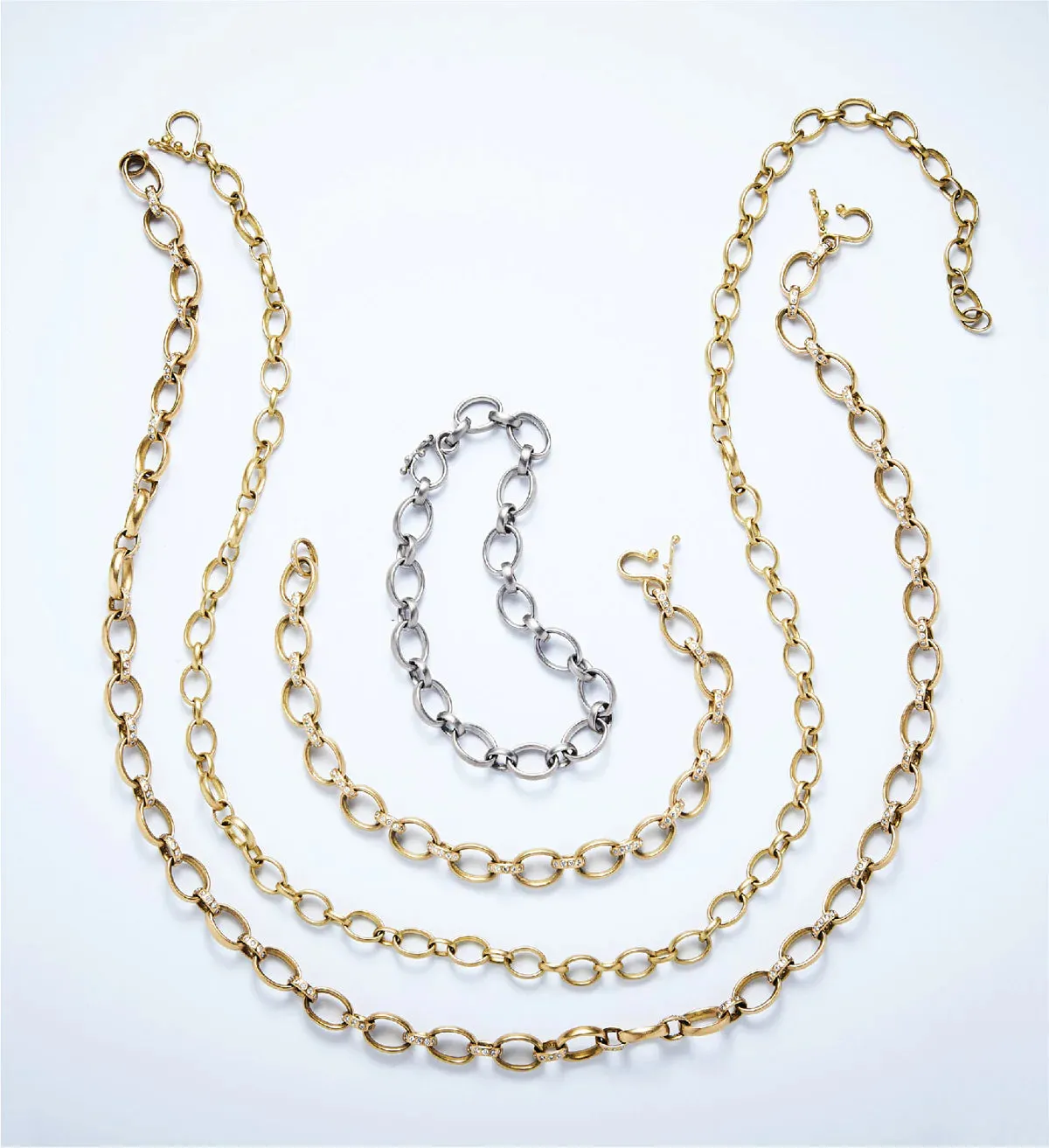 Sonoma Mixed Link Diamond Chain Necklace in 20K Peach Gold