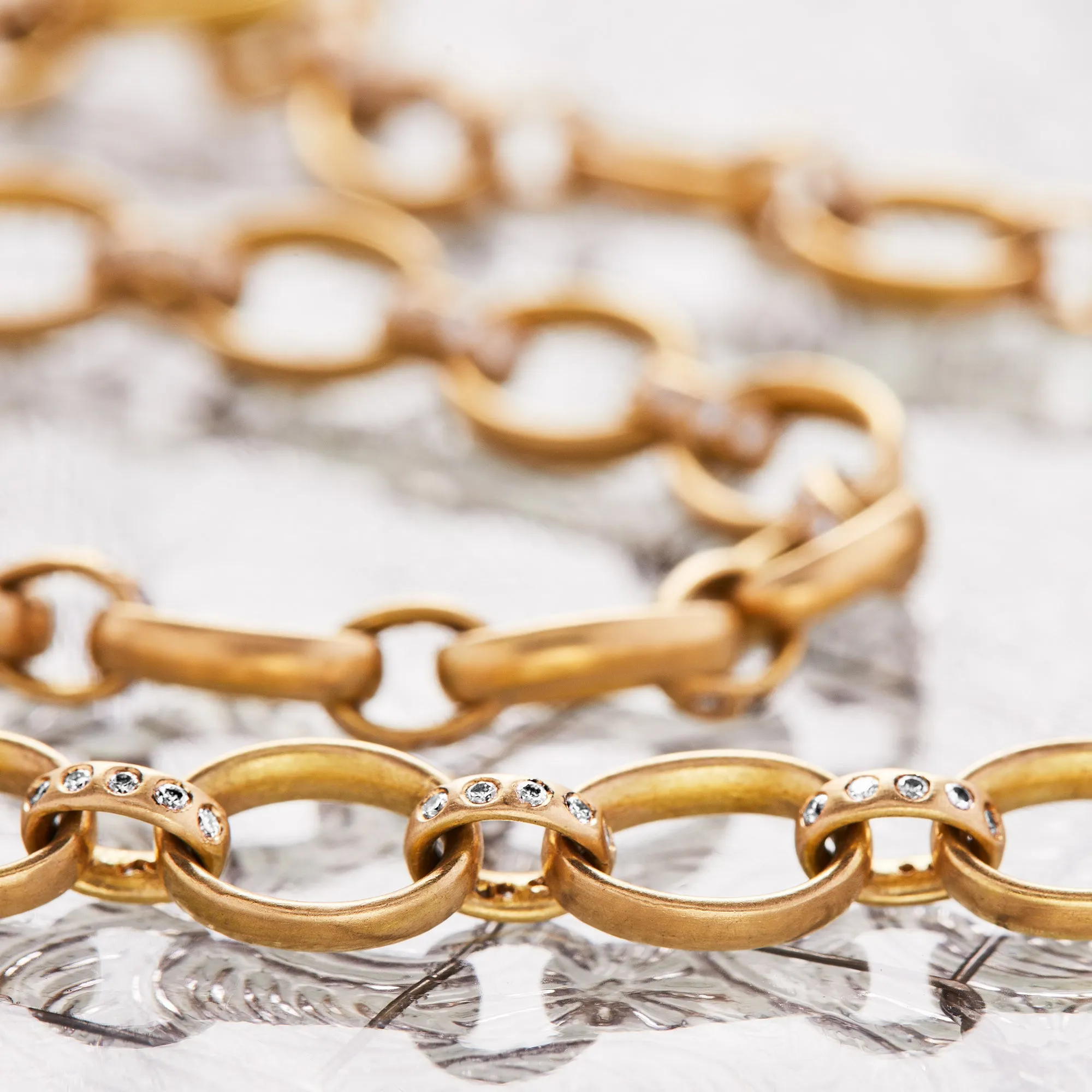 Sonoma Mixed Link Diamond Chain Necklace in 20K Peach Gold