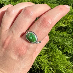 Sonoran Gold Turquoise Ring with Fae Ring Band in Sterling Silver - Size 10