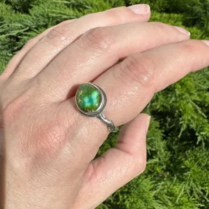 Sonoran Gold Turquoise Ring with Faery Ring Band in Sterling Silver - Size 9