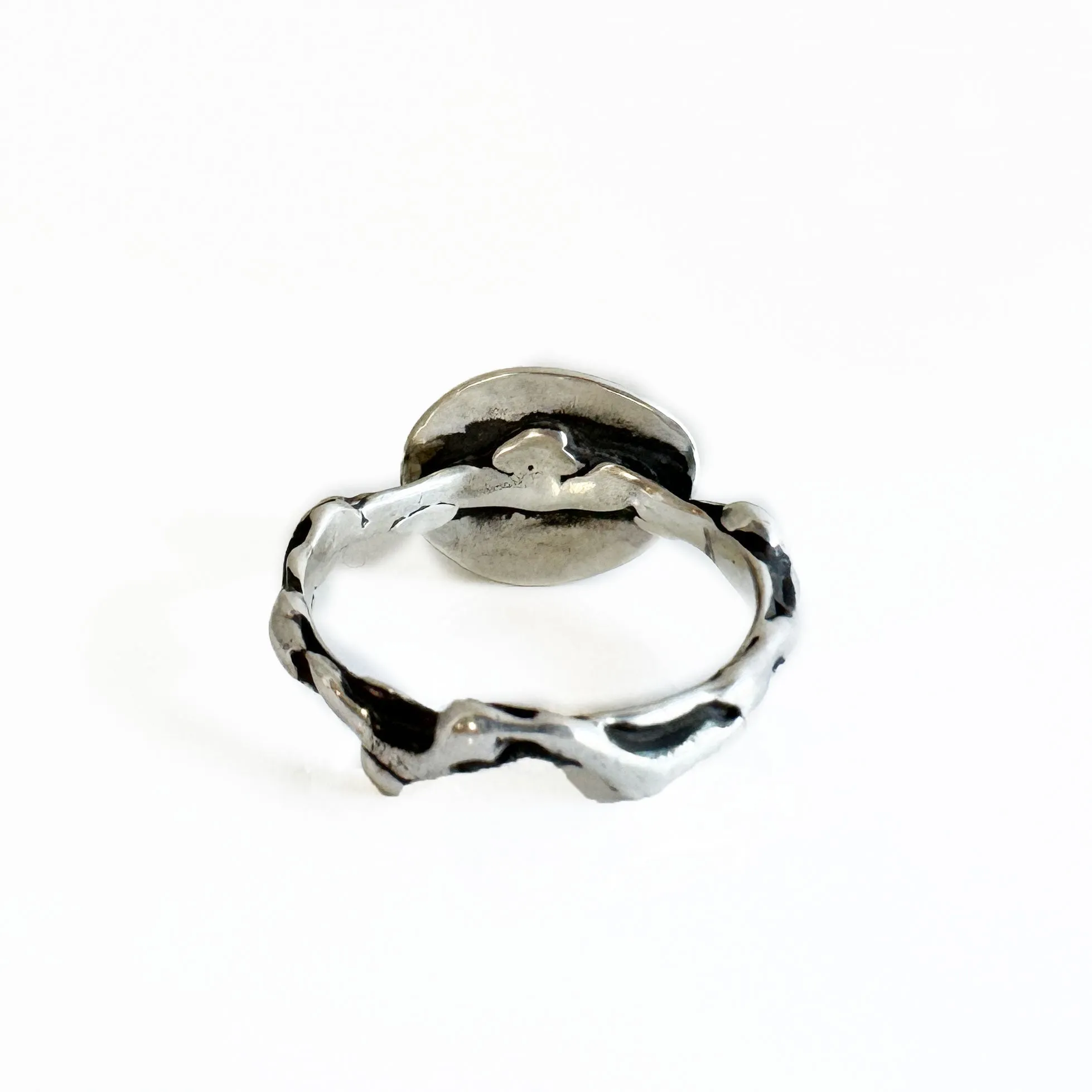 Sonoran Gold Turquoise Ring with Faery Ring Band in Sterling Silver - Size 9
