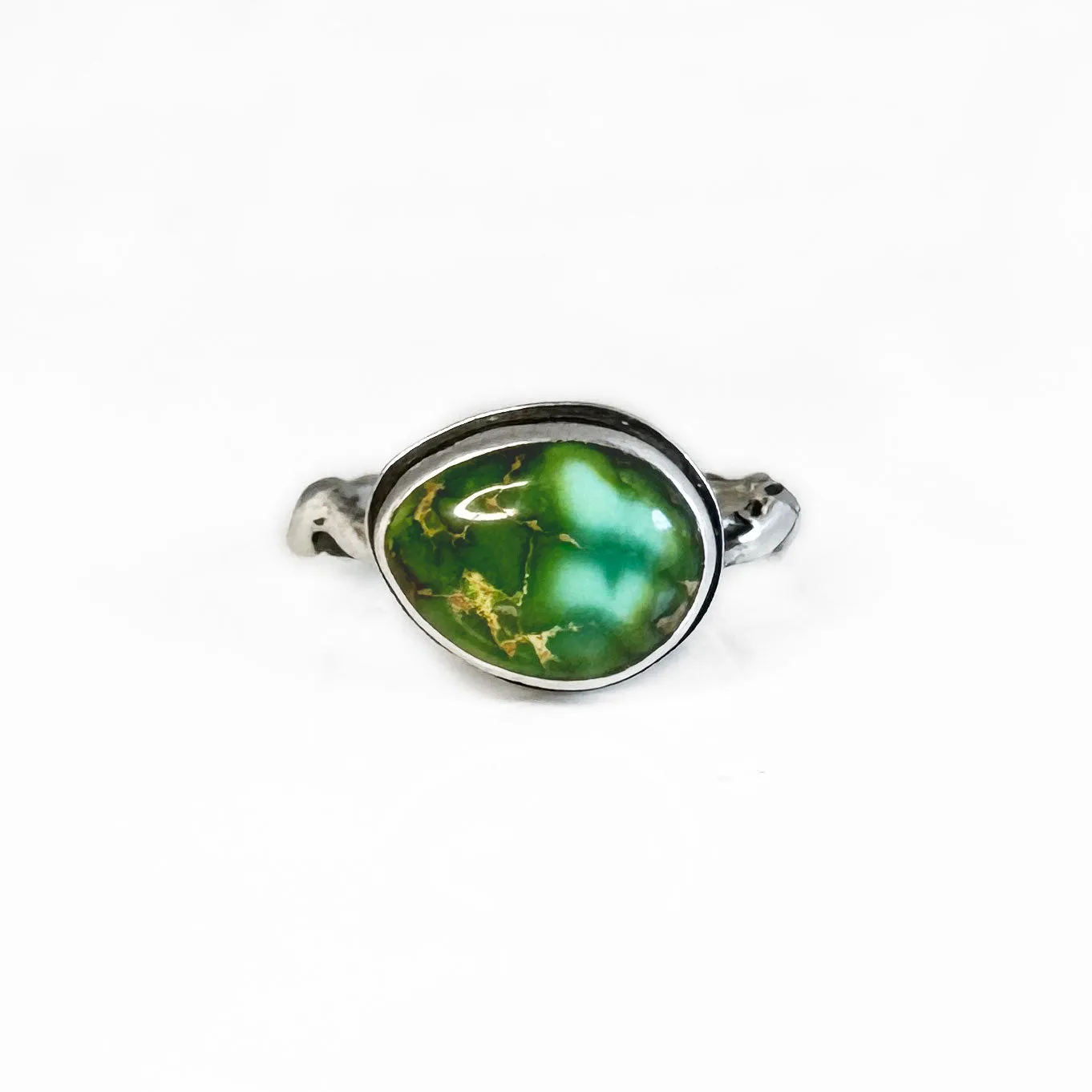 Sonoran Gold Turquoise Ring with Faery Ring Band in Sterling Silver - Size 9