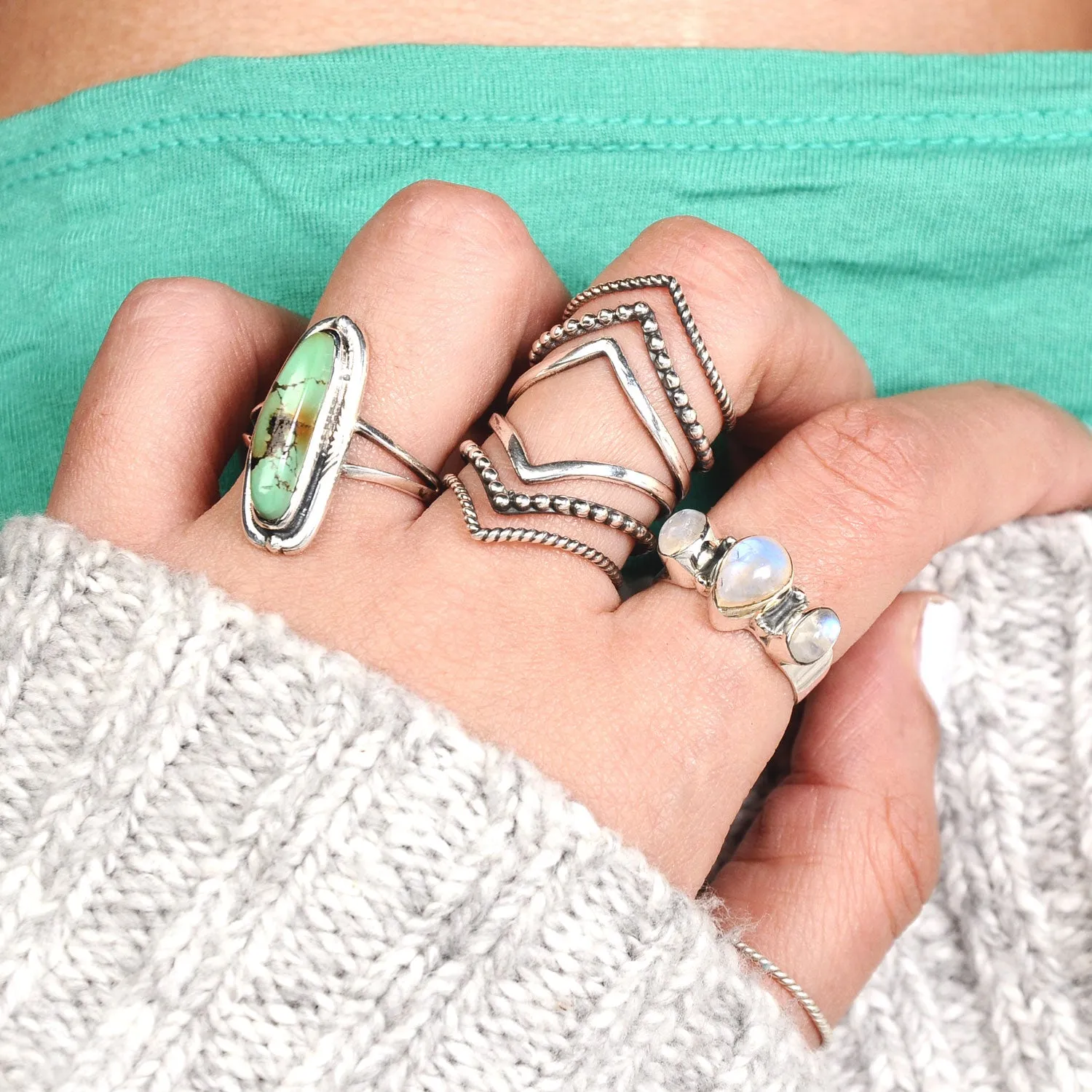 Southwestern Style Authentic Turquoise Ring Sterling Silver