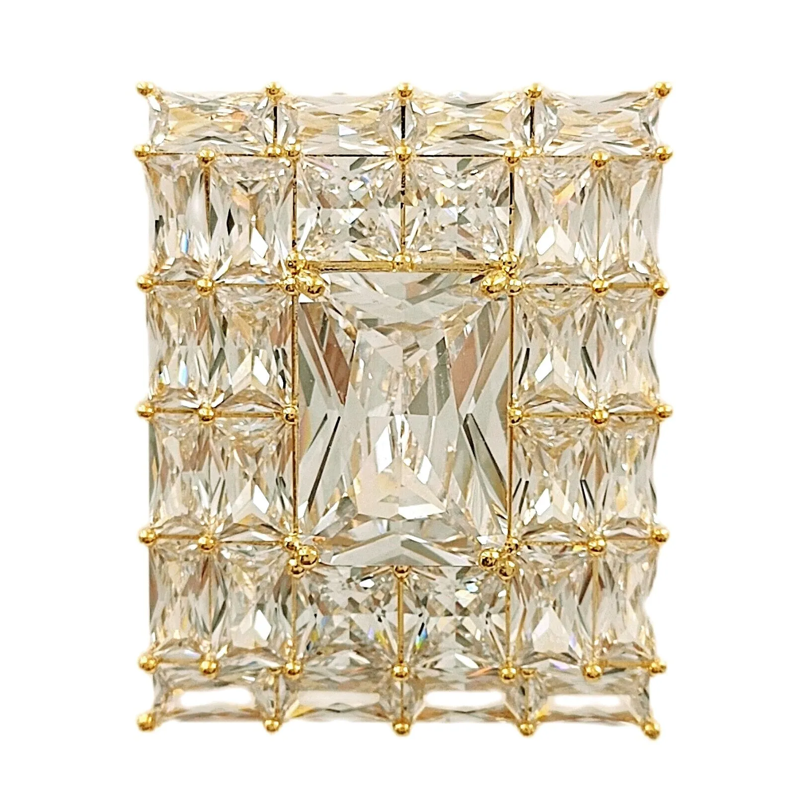 Sparkling Multi Rectangle Accent Diamond Shaped Cubic Zircon Brooches Pins