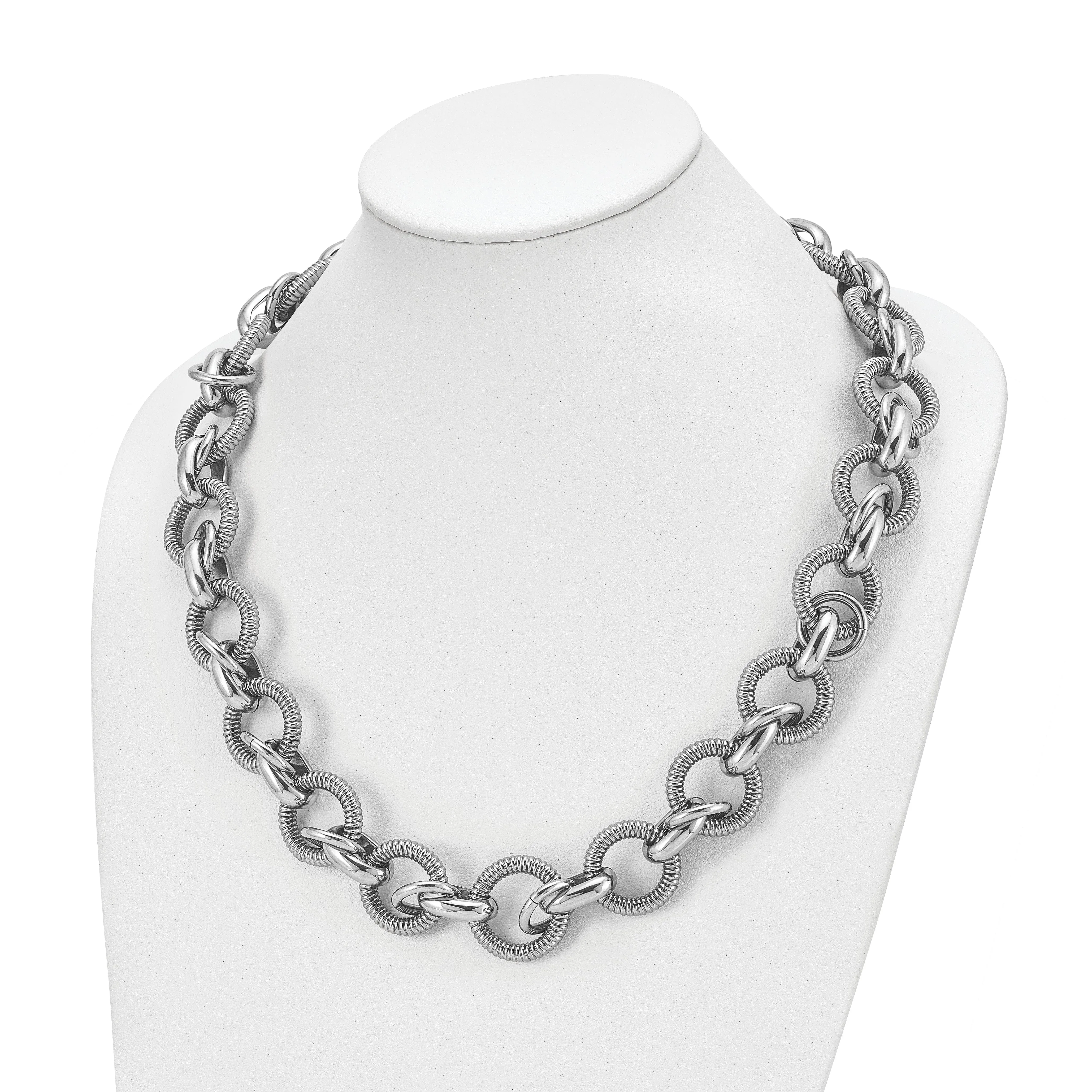 Stainless Steel Fancy Link Necklace