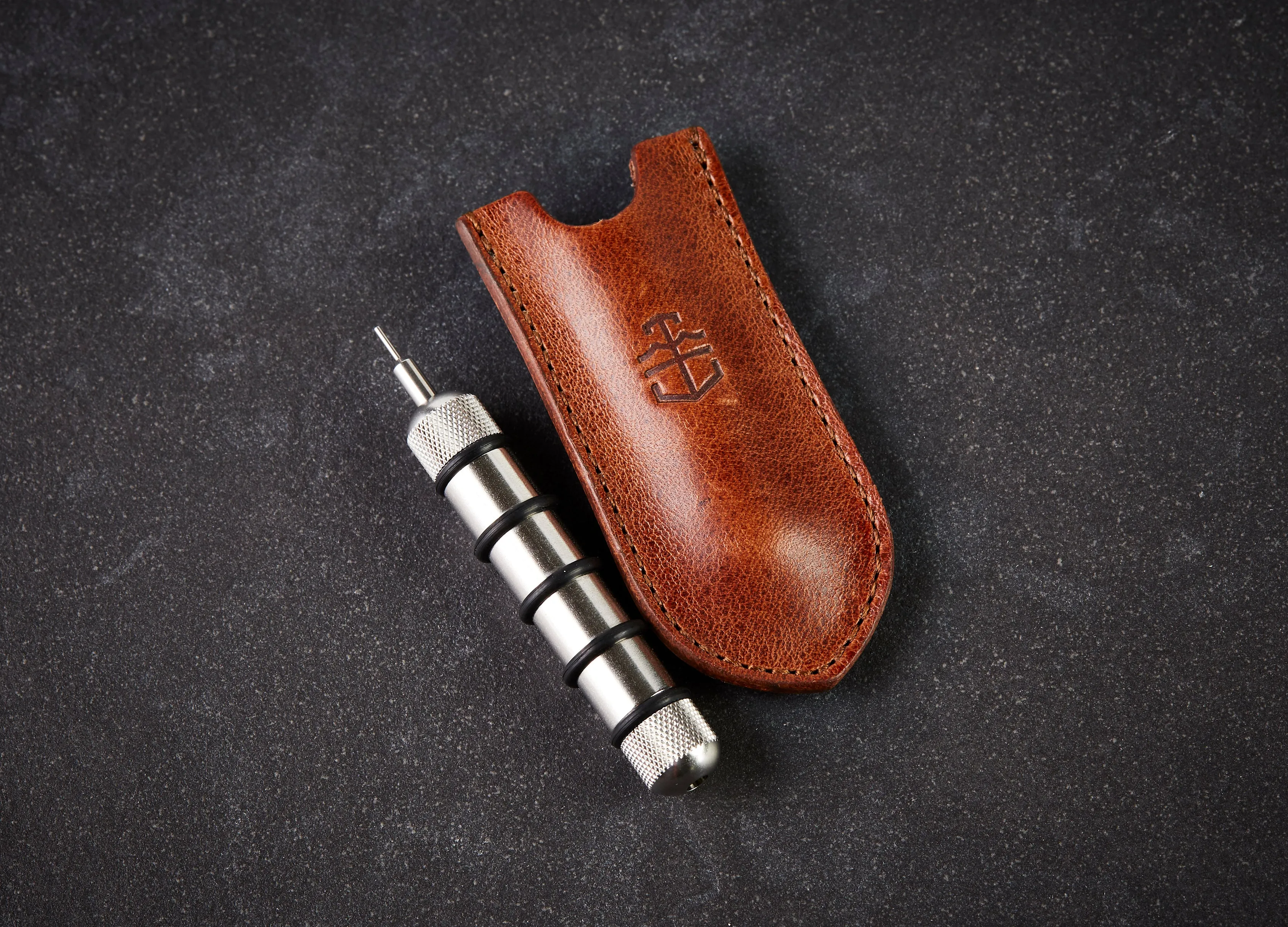 Stainless Steel Watch Tool with Vintage Leather Case