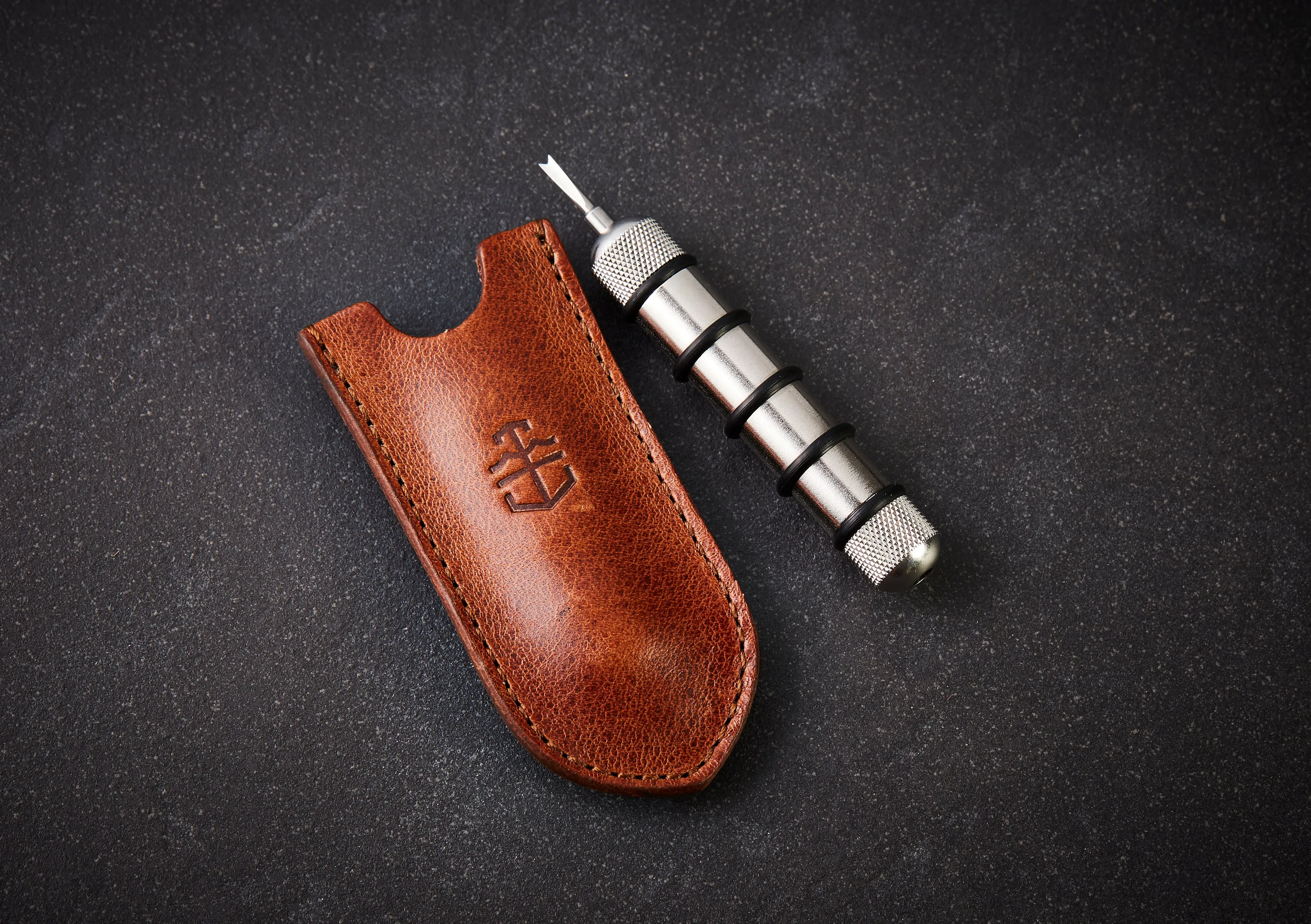 Stainless Steel Watch Tool with Vintage Leather Case