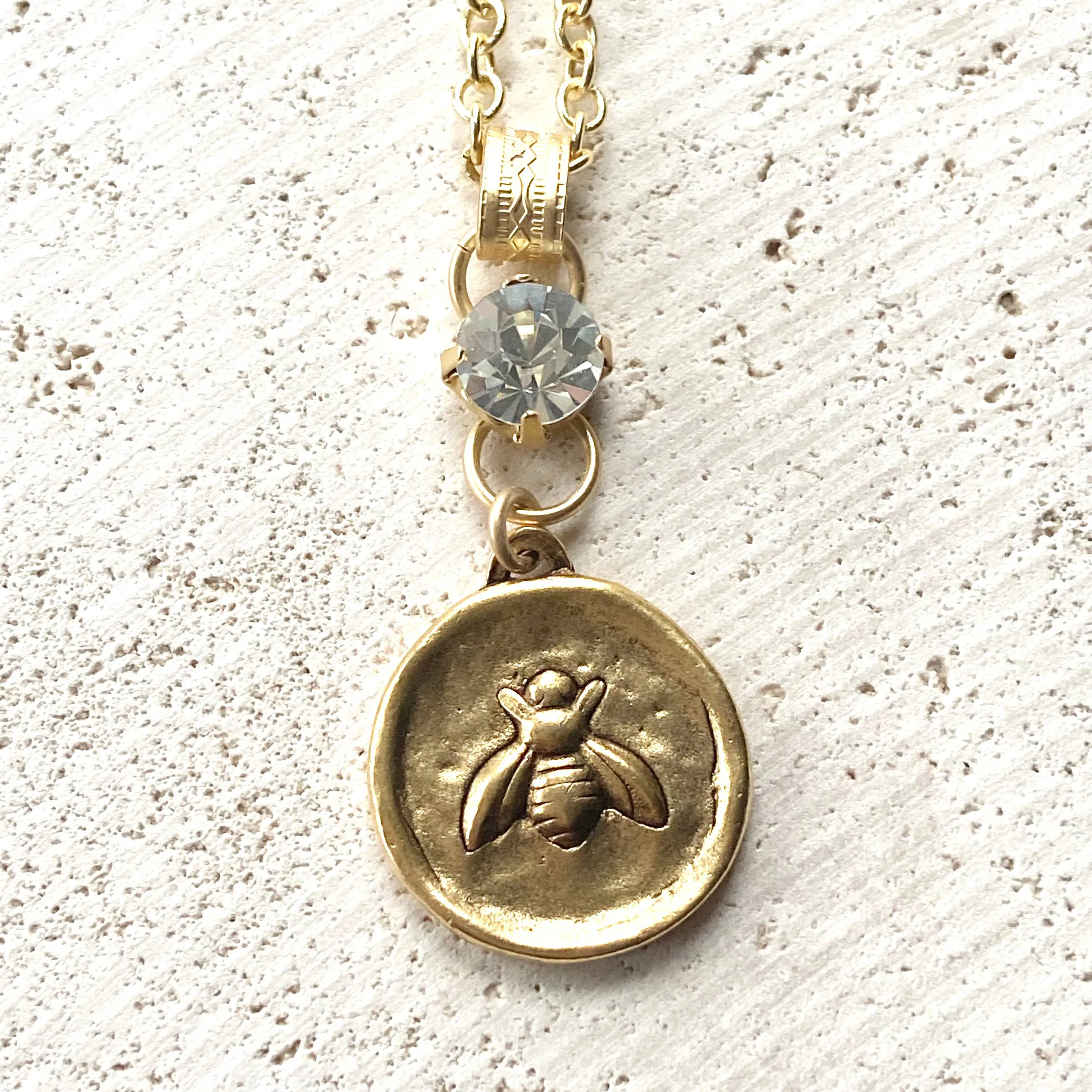 Stamped Dragonfly With Crystals