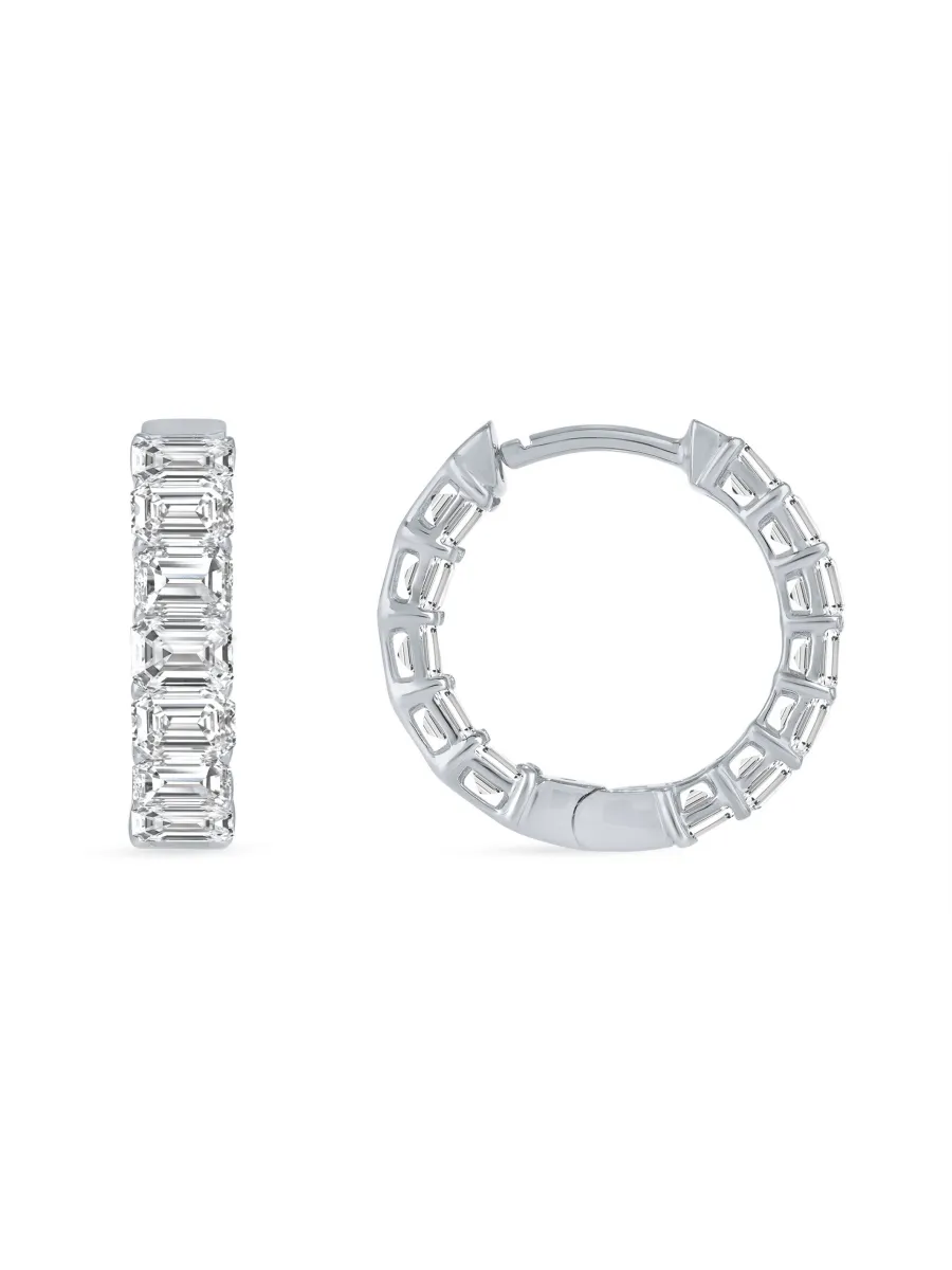 Stella Emerald Cut Diamond Hoop Earrings 14K