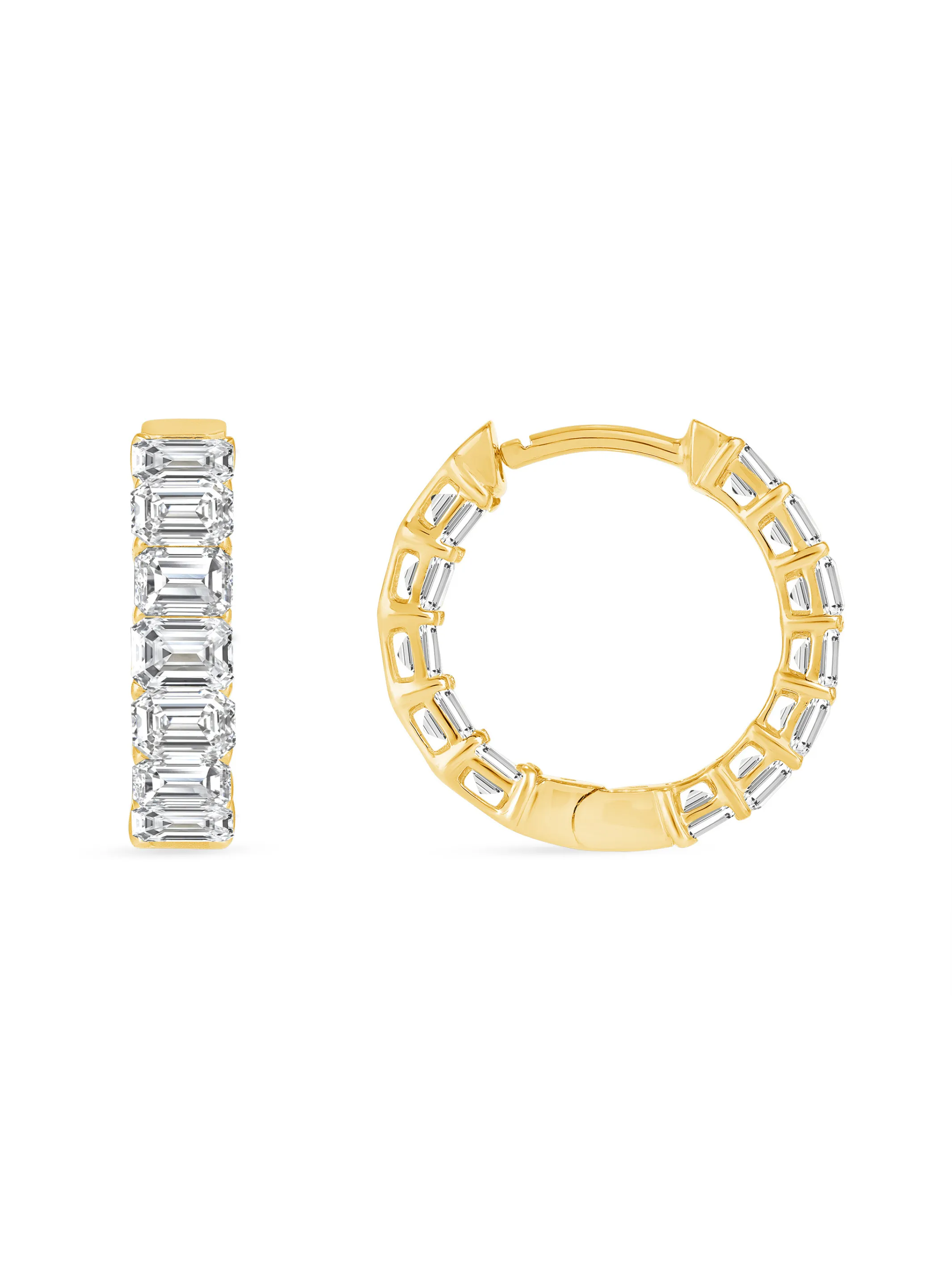 Stella Emerald Cut Diamond Hoop Earrings 14K